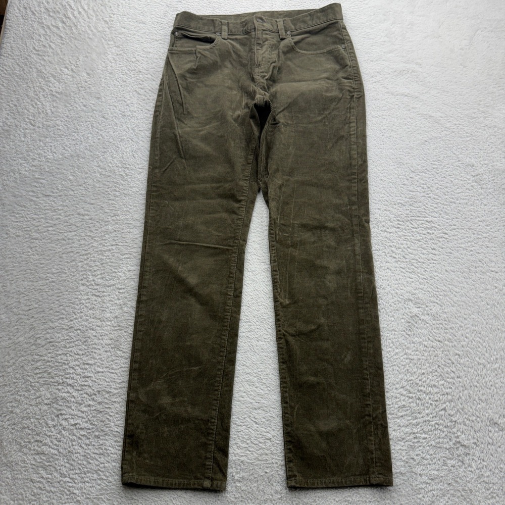 Brooks Brothers Mens Olive Green Corduroy Straight Leg Pants 30x30 5-Pocket